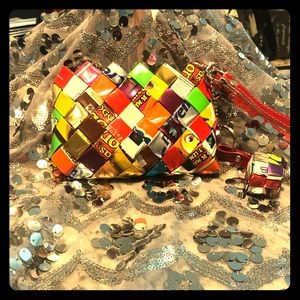 Hand made Mexican candy wrap coin purse